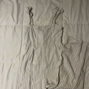 FOREVER 21 Jumpsuit — Size: Small — White with Black Pin stripes — straight leg